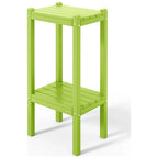 Table carrée d'extérieur Polytrends Laguna en PEHD toutes saisons à deux étagères pour patio