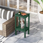 Table carrée d'extérieur Polytrends Laguna en PEHD toutes saisons à deux étagères pour patio
