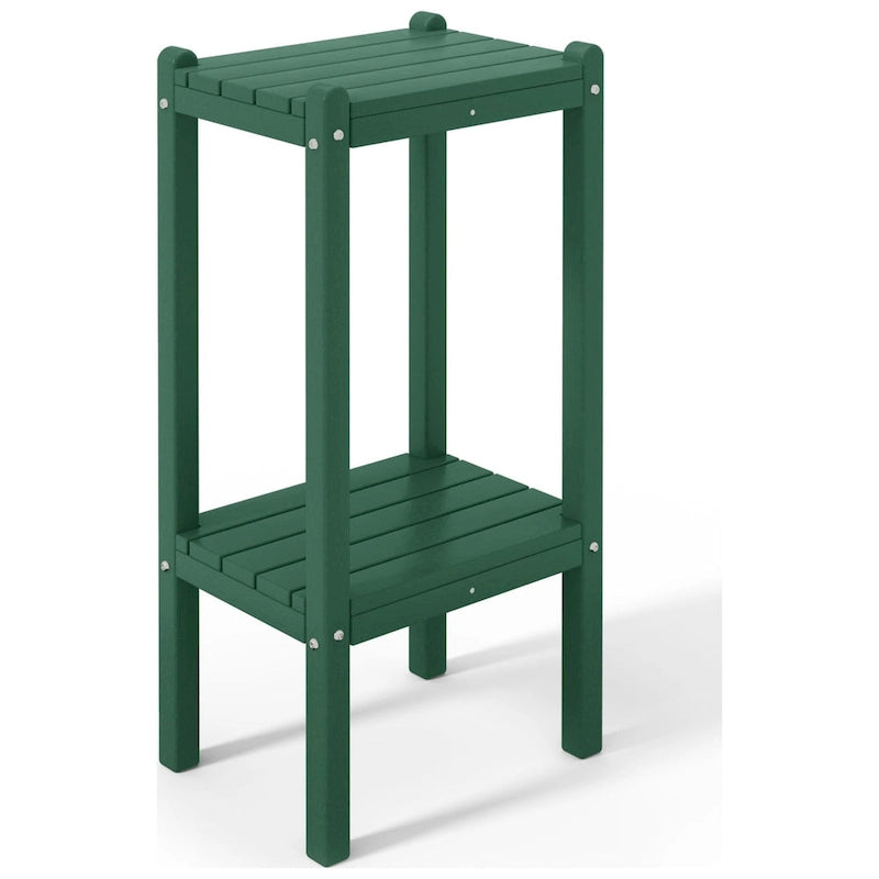 Table carrée d'extérieur Polytrends Laguna en PEHD toutes saisons à deux étagères pour patio