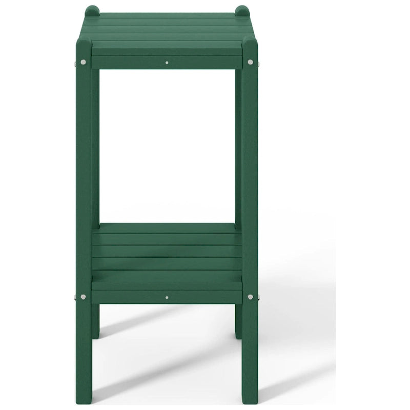 Table carrée d'extérieur Polytrends Laguna en PEHD toutes saisons à deux étagères pour patio
