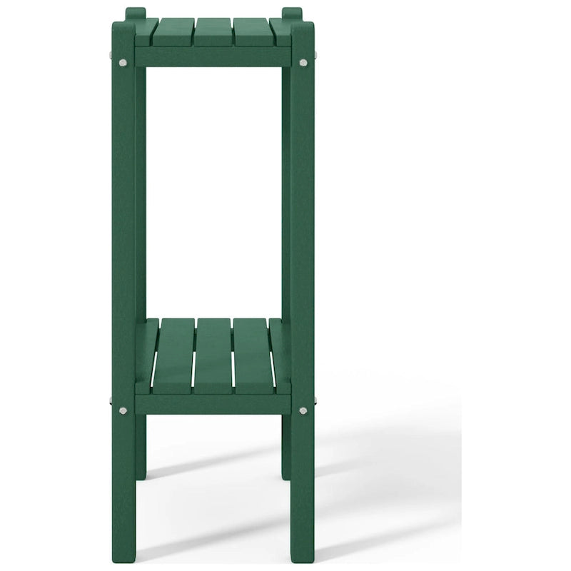Table carrée d'extérieur Polytrends Laguna en PEHD toutes saisons à deux étagères pour patio