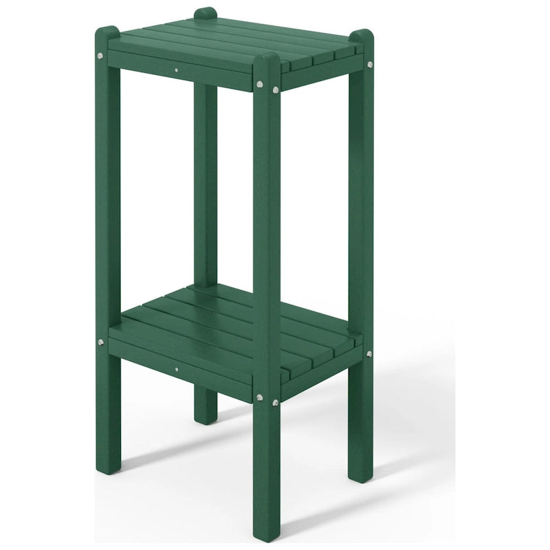 Table carrée d'extérieur Polytrends Laguna en PEHD toutes saisons à deux étagères pour patio