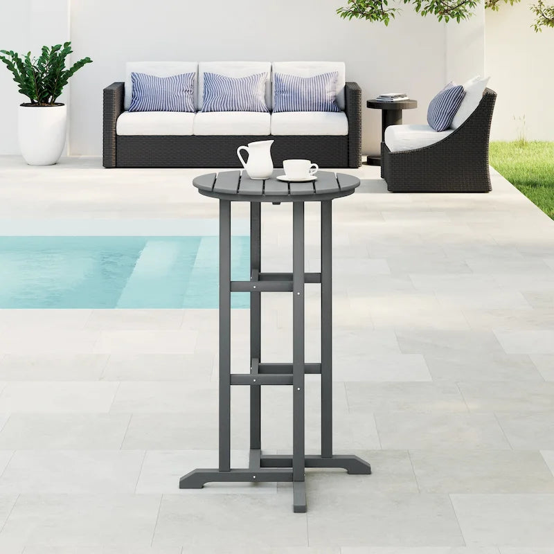Polytrends Laguna Table de bar bistrot ronde 24'' d'extérieur en PEHD tout temps