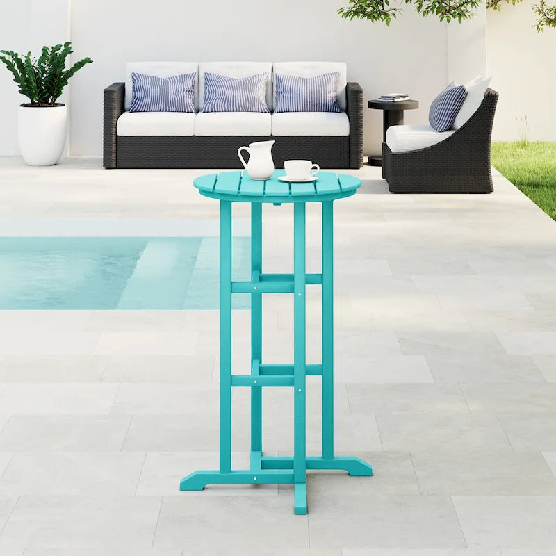 Polytrends Laguna Table de bar bistrot ronde 24'' d'extérieur en PEHD tout temps