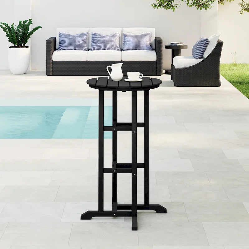 Polytrends Laguna Table de bar bistrot ronde 24'' d'extérieur en PEHD tout temps