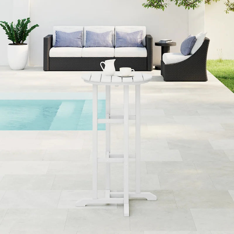 Polytrends Laguna Table de bar bistrot ronde 24'' d'extérieur en PEHD tout temps