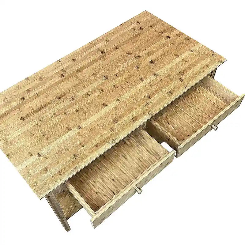 Table basse en bambou massif avec tiroirs