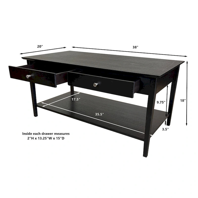Table basse en bambou massif avec tiroirs