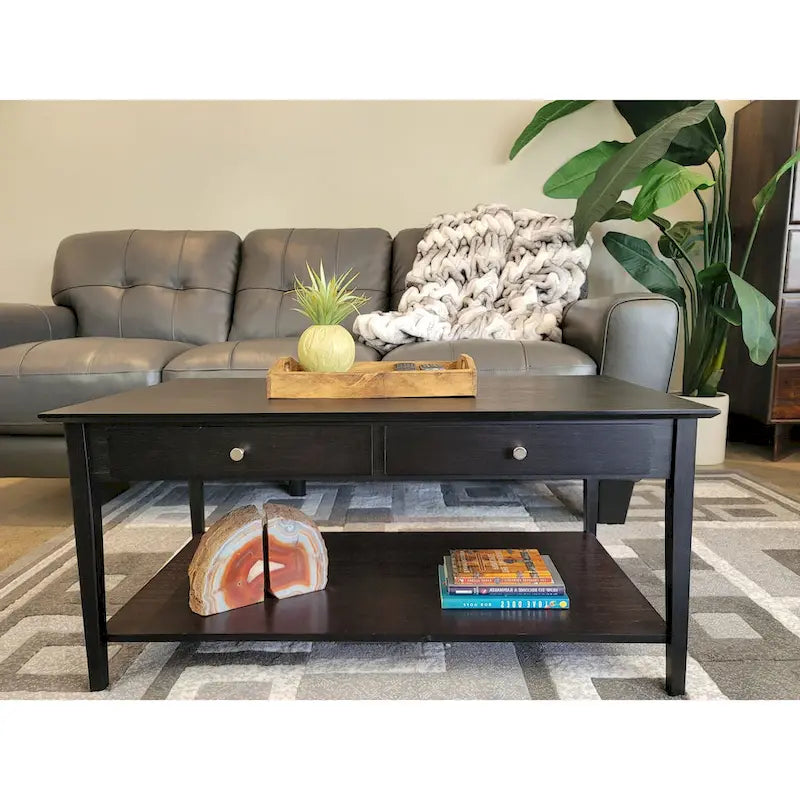 Table basse en bambou massif avec tiroirs