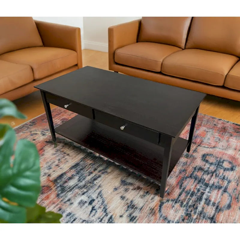 Table basse en bambou massif avec tiroirs