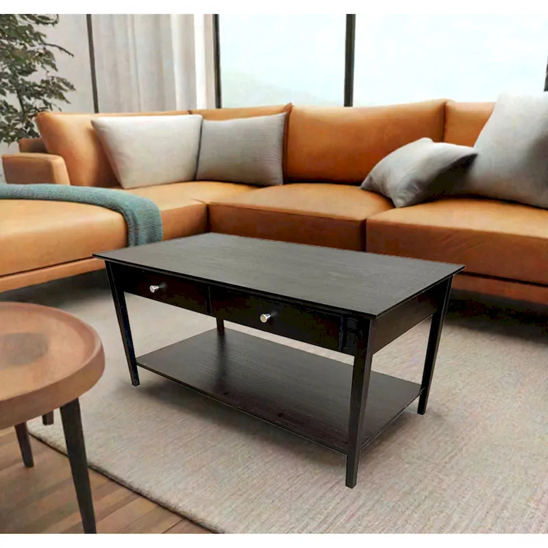 Table basse en bambou massif avec tiroirs