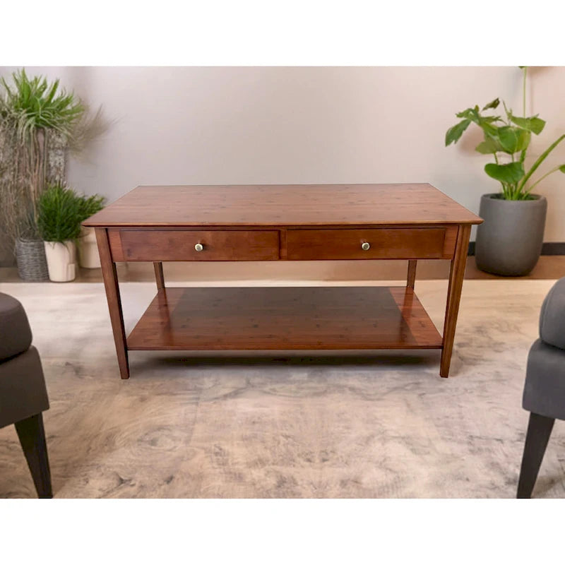 Table basse en bambou massif avec tiroirs