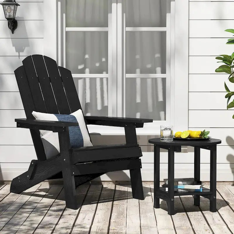 WINSOON Tables d'appoint rondes extérieures à 2 niveaux HIPS tout temps Tables Adirondack