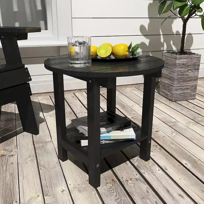 WINSOON Tables d'appoint rondes extérieures à 2 niveaux HIPS tout temps Tables Adirondack