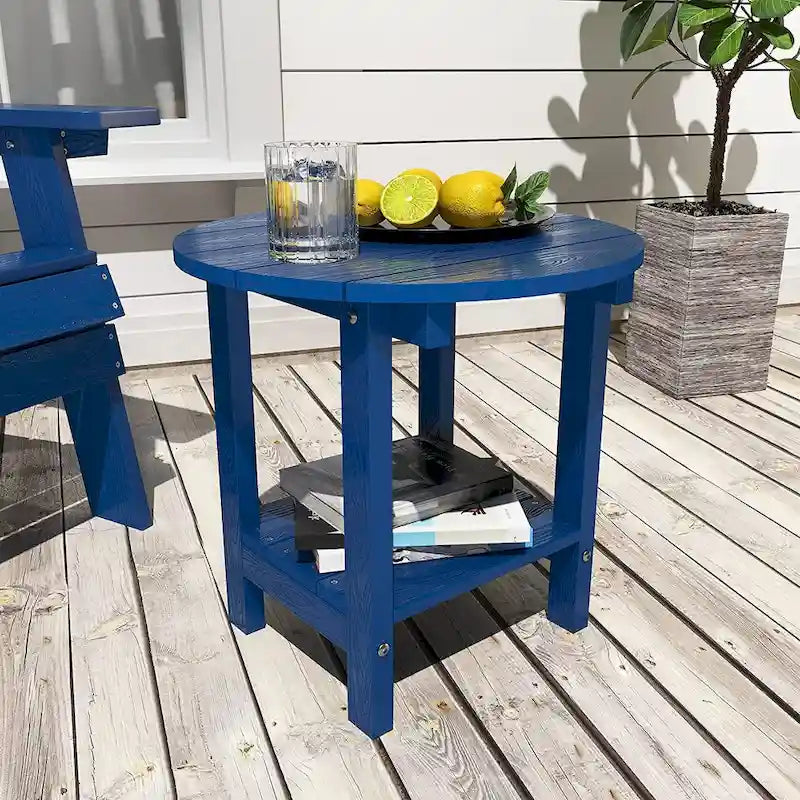 WINSOON Tables d'appoint rondes extérieures à 2 niveaux HIPS tout temps Tables Adirondack