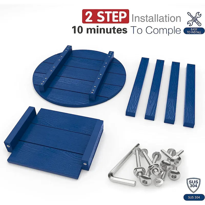WINSOON Tables d'appoint rondes extérieures à 2 niveaux HIPS tout temps Tables Adirondack