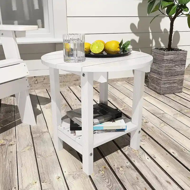 WINSOON Tables d'appoint rondes extérieures à 2 niveaux HIPS tout temps Tables Adirondack