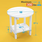 WINSOON Tables d'appoint rondes extérieures à 2 niveaux HIPS tout temps Tables Adirondack