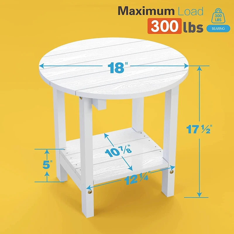 WINSOON Tables d'appoint rondes extérieures à 2 niveaux HIPS tout temps Tables Adirondack