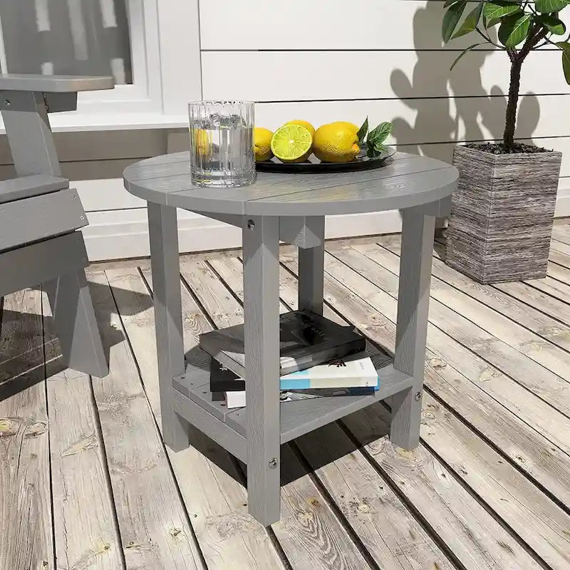 WINSOON Tables d'appoint rondes extérieures à 2 niveaux HIPS tout temps Tables Adirondack