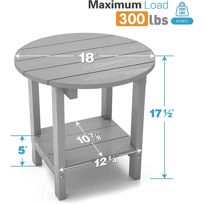 WINSOON Tables d'appoint rondes extérieures à 2 niveaux HIPS tout temps Tables Adirondack