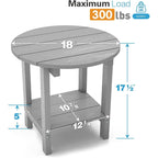 WINSOON Tables d'appoint rondes extérieures à 2 niveaux HIPS tout temps Tables Adirondack