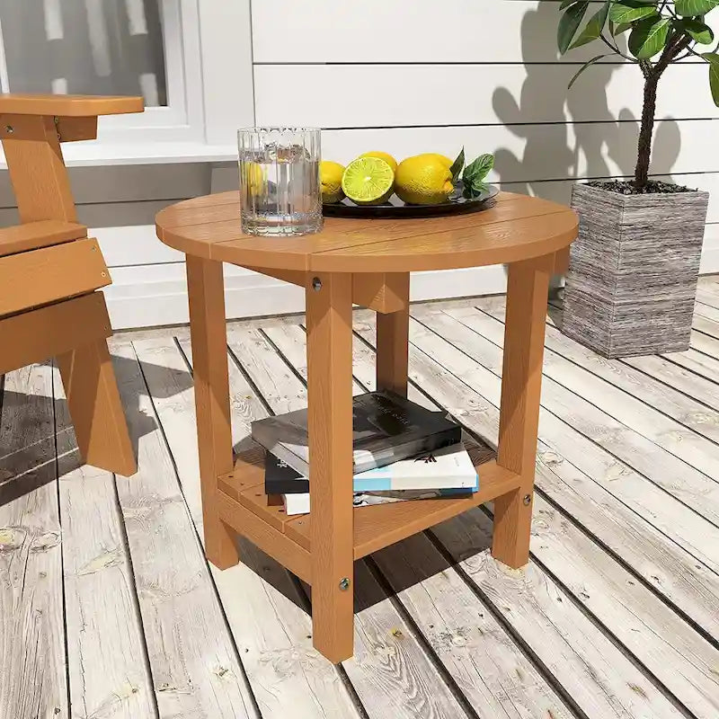 WINSOON Tables d'appoint rondes extérieures à 2 niveaux HIPS tout temps Tables Adirondack