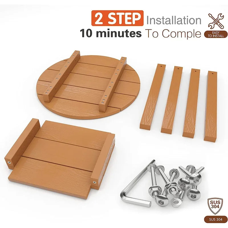 WINSOON Tables d'appoint rondes extérieures à 2 niveaux HIPS tout temps Tables Adirondack