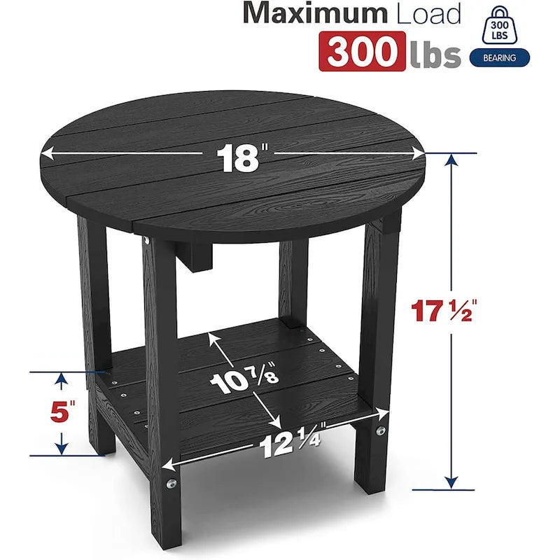 WINSOON Tables d'appoint rondes extérieures à 2 niveaux HIPS tout temps Tables Adirondack