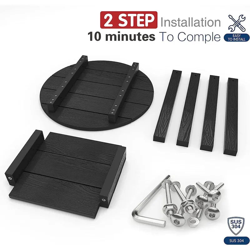 WINSOON Tables d'appoint rondes extérieures à 2 niveaux HIPS tout temps Tables Adirondack