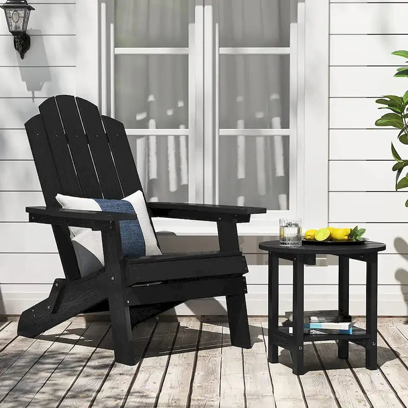 WINSOON Tables d'appoint rondes extérieures à 2 niveaux HIPS tout temps Tables Adirondack