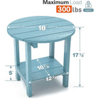WINSOON Tables d'appoint rondes extérieures à 2 niveaux HIPS tout temps Tables Adirondack