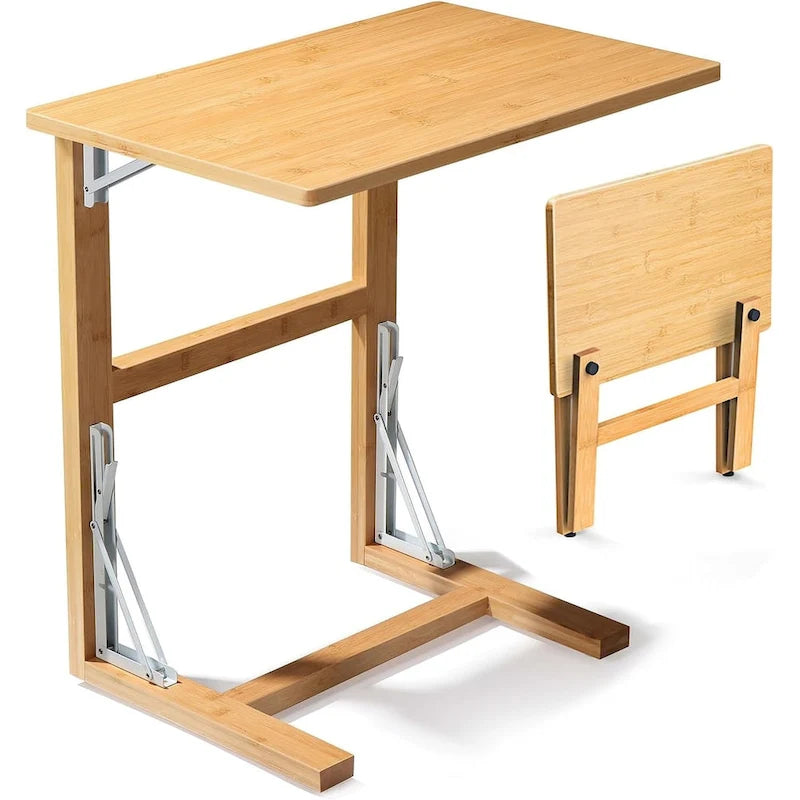 24 Folding C Shaped End Table, Small Sofa Side Laptop Desk