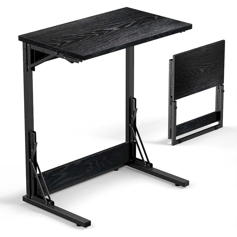 Table d'appoint pliante en C de 24 pouces, petite table de canapé pour ordinateur portable