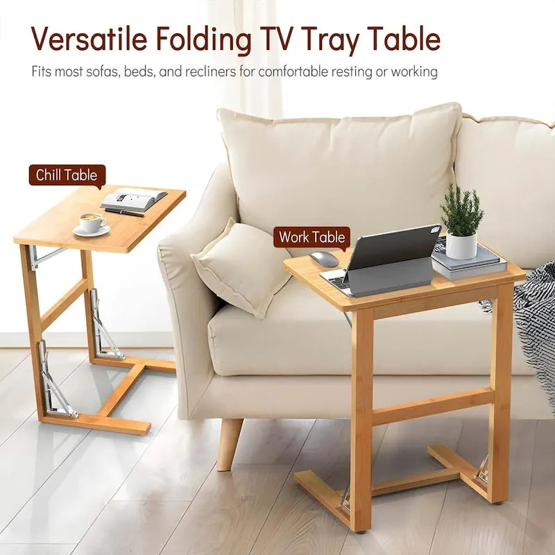 Table d'appoint pliante en C de 24 pouces, petite table de canapé pour ordinateur portable