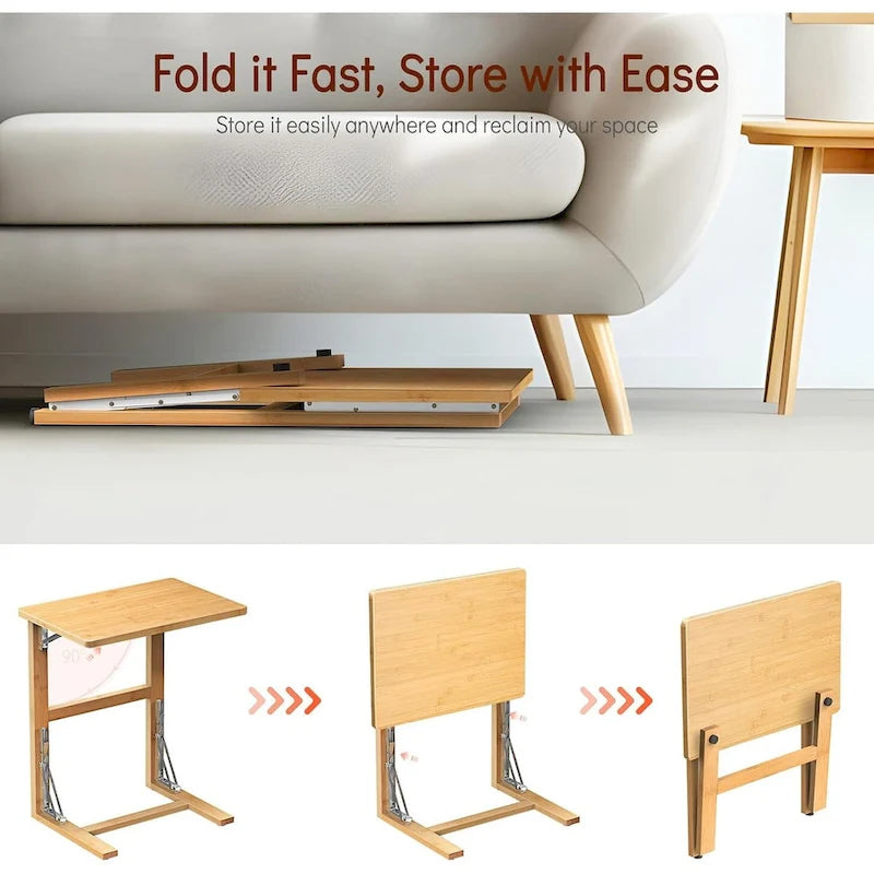 Table d'appoint pliante en C de 24 pouces, petite table de canapé pour ordinateur portable