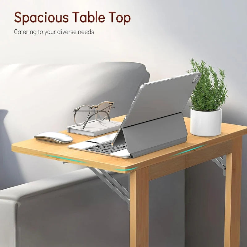 Table d'appoint pliante en C de 24 pouces, petite table de canapé pour ordinateur portable