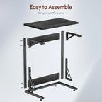 Table d'appoint pliante en C de 24 pouces, petite table de canapé pour ordinateur portable