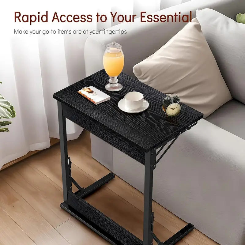 Table d'appoint pliante en C de 24 pouces, petite table de canapé pour ordinateur portable