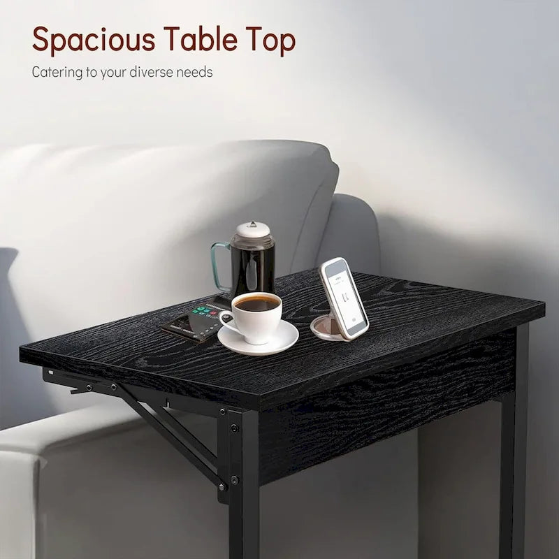 Table d'appoint pliante en C de 24 pouces, petite table de canapé pour ordinateur portable