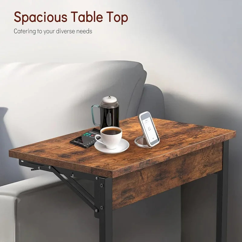 Table d'appoint pliante en C de 24 pouces, petite table de canapé pour ordinateur portable