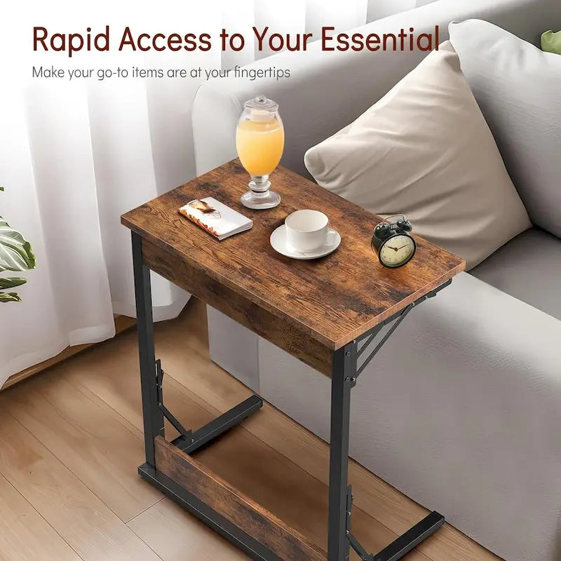 Table d'appoint pliante en C de 24 pouces, petite table de canapé pour ordinateur portable