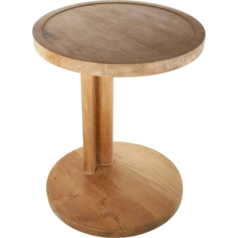 Nordic Style Natural Teak C Shaped Side Table - 16X16
