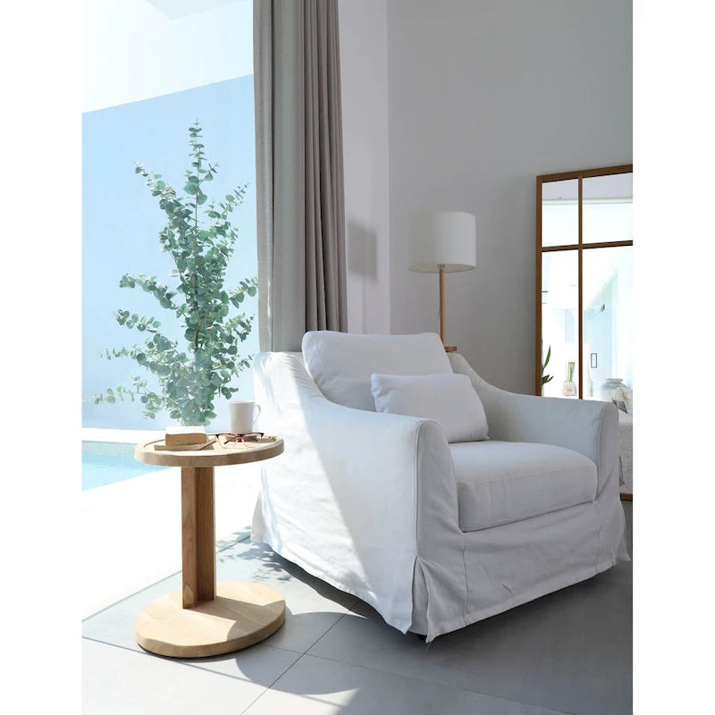 Table d'appoint en teck naturel de style nordique en forme de C - 16X16