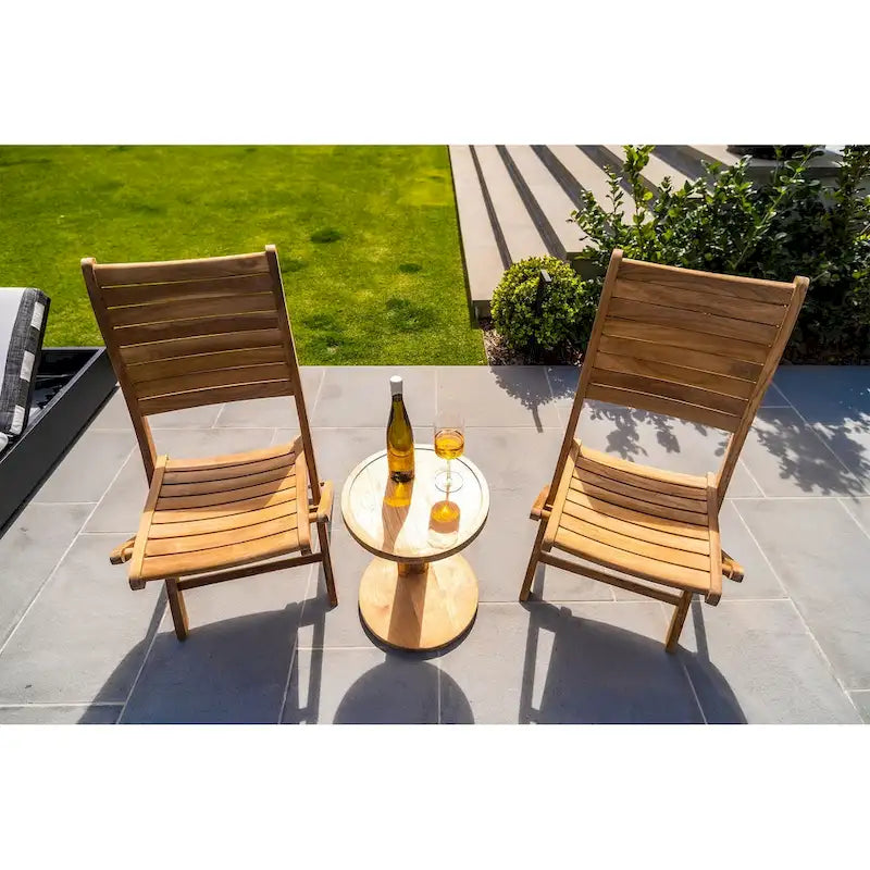 Table d'appoint en teck naturel de style nordique en forme de C - 16X16
