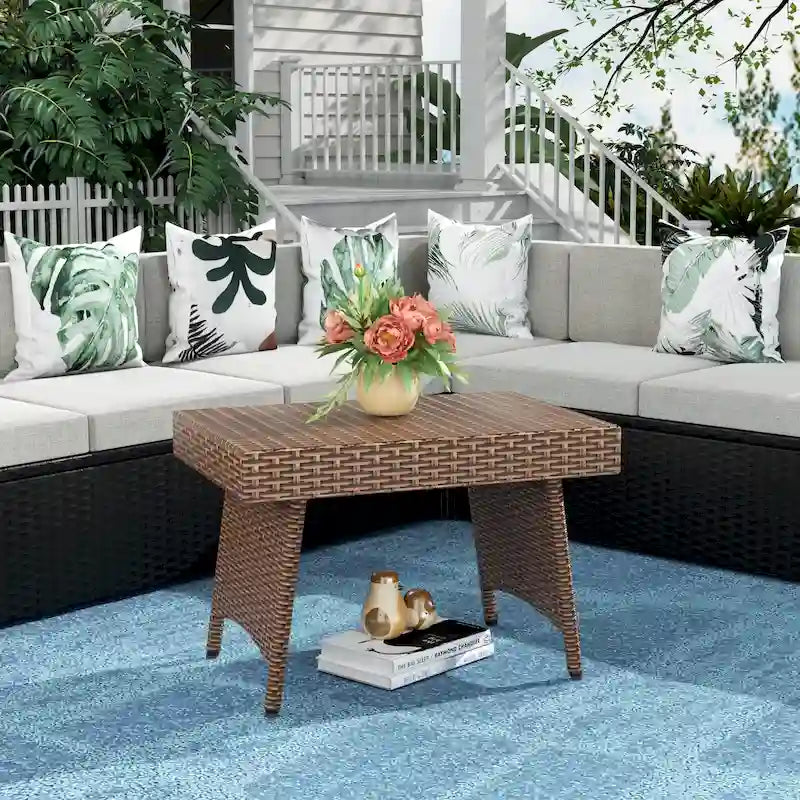 Table pliante escamotable réglable en osier Peader Outdoor