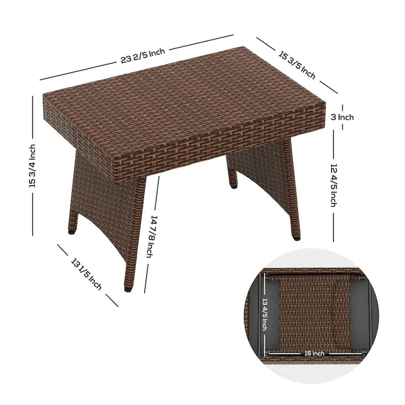 Table pliante escamotable réglable en osier Peader Outdoor