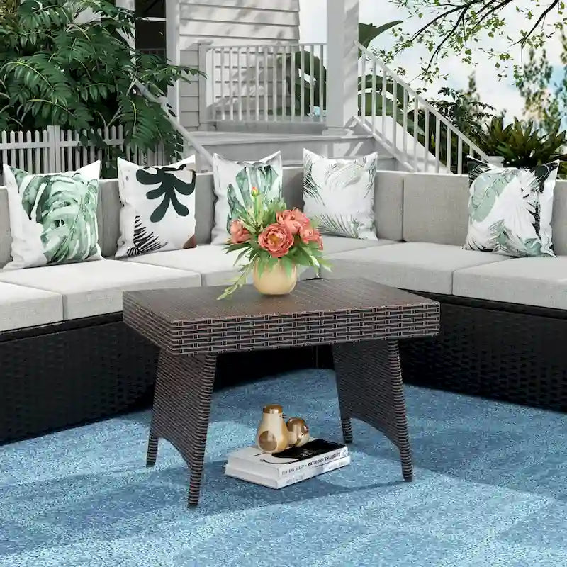 Table pliante escamotable réglable en osier Peader Outdoor