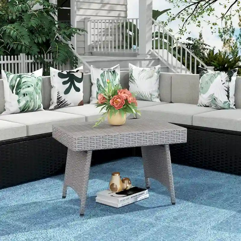 Table pliante escamotable réglable en osier Peader Outdoor