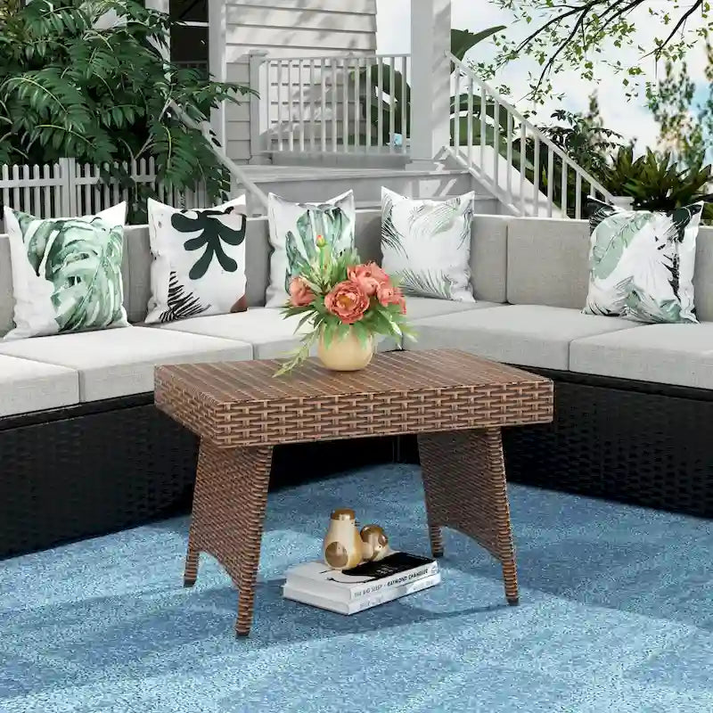 Table pliante escamotable réglable en osier Peader Outdoor